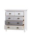 Comò in legno massiccio bianco grigio e crema Romantica 79x40x80H – Eleganza Naturale con 5 cassetti