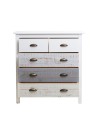 Comò in legno massiccio bianco grigio e crema Romantica 79x40x80H – Eleganza Naturale con 5 cassetti