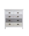 Comò in legno massiccio bianco grigio e crema Romantica 79x40x80H – Eleganza Naturale con 5 cassetti