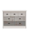 Comò in legno massiccio bianco e grigio Romantica 110x40x80H  – Eleganza Naturale con 7 cassetti