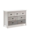 Comò in legno massiccio bianco e grigio Romantica 110x40x80H  – Eleganza Naturale con 7 cassetti