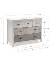 Comò in legno massiccio bianco e grigio Romantica 110x40x80H  – Eleganza Naturale con 7 cassetti