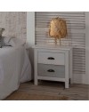 Comodino in legno massiccio bianco e grigio Romantica 46x35x49,5H – Eleganza Naturale con 2 cassetti