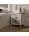 Comodino in legno massiccio bianco e grigio Romantica 46x35x49,5H – Eleganza Naturale con 2 cassetti