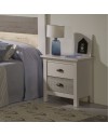 Comodino in legno massiccio bianco e grigio Romantica 46x35x49,5H – Eleganza Naturale con 2 cassetti