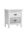 Comodino in legno massiccio bianco e grigio Romantica 46x35x49,5H – Eleganza Naturale con 2 cassetti