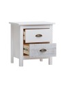 Comodino in legno massiccio bianco e grigio Romantica 46x35x49,5H – Eleganza Naturale con 2 cassetti