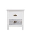 Comodino in legno massiccio bianco e grigio Romantica 46x35x49,5H – Eleganza Naturale con 2 cassetti