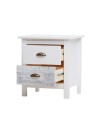 Comodino in legno massiccio bianco e grigio Romantica 46x35x49,5H – Eleganza Naturale con 2 cassetti