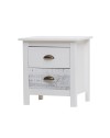 Comodino in legno massiccio bianco e grigio Romantica 46x35x49,5H – Eleganza Naturale con 2 cassetti