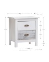 Comodino in legno massiccio bianco e grigio Romantica 46x35x49,5H – Eleganza Naturale con 2 cassetti