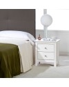 Comodino Berna bianco in legno massiccio e 2 cassetti - Stile intramontabile