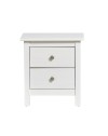 Comodino Berna bianco in legno massiccio e 2 cassetti - Stile intramontabile