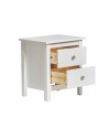 Comodino Berna bianco in legno massiccio e 2 cassetti - Stile intramontabile