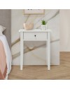 Comodino Bart in legno massiccio bianco e cassetto – Eleganza e funzionalità quotidiana