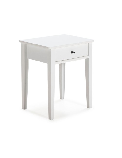 Comodino Bart in legno massiccio bianco e cassetto – Eleganza e funzionalità quotidiana