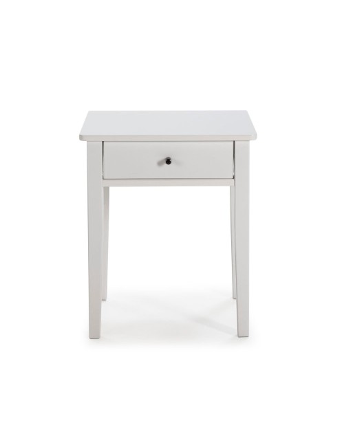 Comodino Bart in legno massiccio bianco e cassetto – Eleganza e funzionalità quotidiana