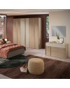 Camera da letto Faba con armadio 6 ante battenti noce e talco e letto contenitore Napoli