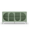 Credenza in metallo Tayra con 4 ante reticolate verde 160x40x90H – Stile moderno e anima industrial