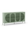 Credenza in metallo Tayra con 4 ante reticolate verde 160x40x90H – Stile moderno e anima industrial