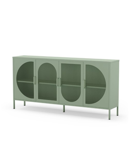 Credenza in metallo Tayra con 4 ante reticolate verde 160x40x90H – Stile moderno e anima industrial