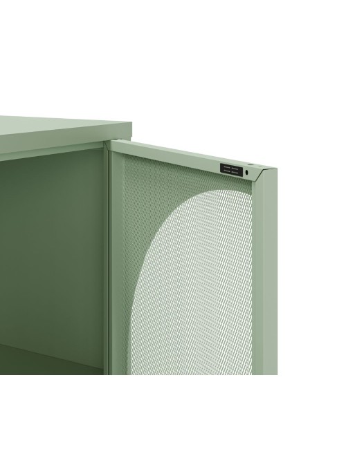 Credenza in metallo Tayra con 4 ante reticolate verde 160x40x90H – Stile moderno e anima industrial