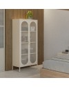 Credenza alta in metallo Diora crema con 2 ante reticolate e 3 ripiani – Design industriale, anima versatile