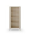 Credenza alta in metallo Diora crema con 2 ante reticolate e 3 ripiani – Design industriale, anima versatile