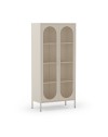 Credenza alta in metallo Diora crema con 2 ante reticolate e 3 ripiani – Design industriale, anima versatile