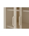 Credenza alta in metallo Diora crema con 2 ante reticolate e 3 ripiani – Design industriale, anima versatile