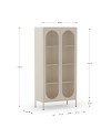Credenza alta in metallo Diora crema con 2 ante reticolate e 3 ripiani – Design industriale, anima versatile