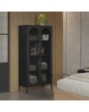 Credenza alta in metallo Diora nero con 2 ante reticolate e 3 ripiani – Design industriale, anima versatile