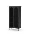 Credenza alta in metallo Diora nero con 2 ante reticolate e 3 ripiani – Design industriale, anima versatile