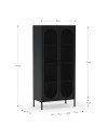 Credenza alta in metallo Diora nero con 2 ante reticolate e 3 ripiani – Design industriale, anima versatile