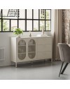 Credenza in metallo Diora crema con 2 ante reticolate e 3 cassetti – Design industriale, anima versatile