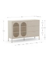 Credenza in metallo Diora crema con 2 ante reticolate e 3 cassetti – Design industriale, anima versatile