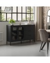 Credenza in metallo Diora nero con 2 ante reticolate e 3 cassetti – Design industriale, anima versatile