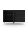 Credenza in metallo Diora nero con 2 ante reticolate e 3 cassetti – Design industriale, anima versatile