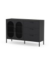 Credenza in metallo Diora nero con 2 ante reticolate e 3 cassetti – Design industriale, anima versatile
