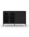 Credenza in metallo Diora nero con 2 ante reticolate e 3 cassetti – Design industriale, anima versatile