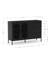 Credenza in metallo Diora nero con 2 ante reticolate e 3 cassetti – Design industriale, anima versatile