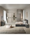 Camera da letto Tania grigio e talco armadio scorrevole con specchi e letto contenitore Ascoli