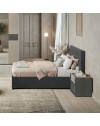 Camera da letto Tania grigio e talco armadio scorrevole con specchi e letto contenitore Ascoli