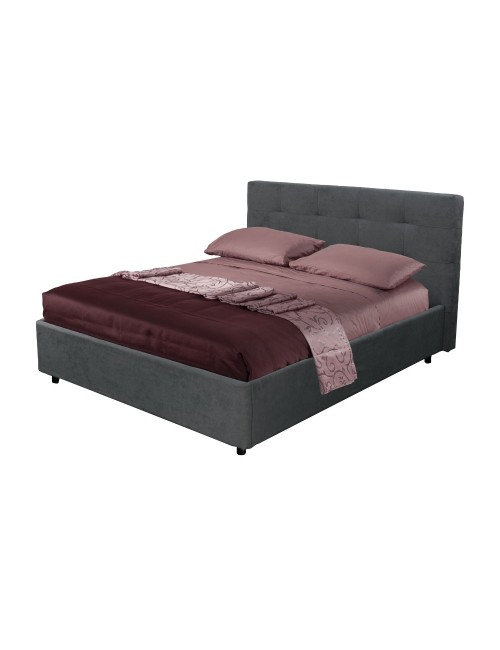 Camera da letto Tania grigio e talco armadio scorrevole con specchi e letto contenitore Ascoli