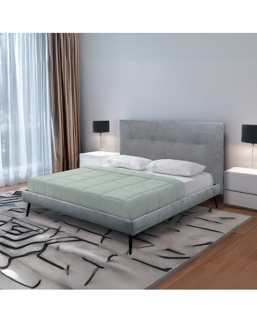 Letto matrimoniale con rete inclusa Stiletto tessuto grigio chiaro