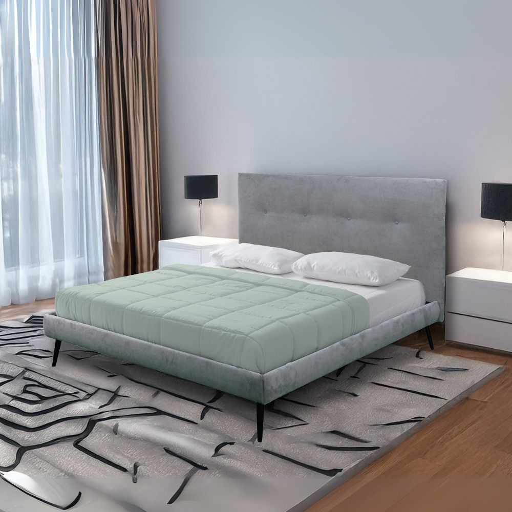 Letto matrimoniale con rete inclusa Stiletto tessuto grigio chiaro