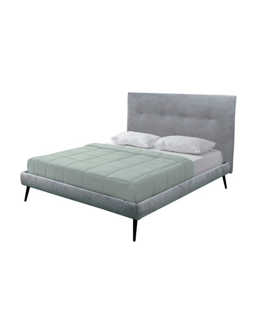 Letto matrimoniale con rete inclusa Stiletto tessuto grigio chiaro