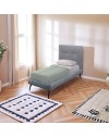 Letto singolo con rete inclusa Stiletto tessuto grigio chiaro