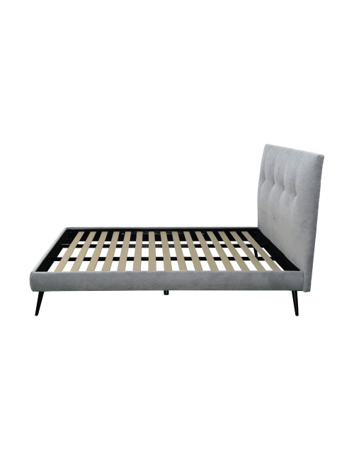 Letto singolo con rete inclusa Stiletto tessuto grigio chiaro