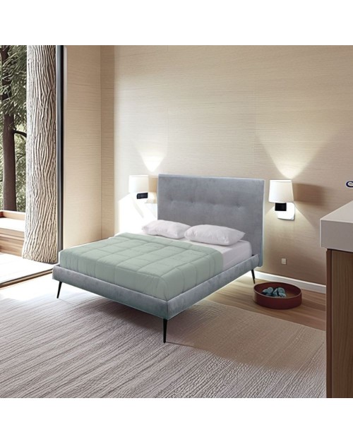 Letto una piazza e mezza con rete inclusa Stiletto tessuto grigio chiaro